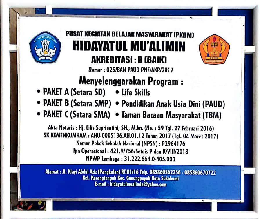 Pkbm Hidayatul Mualimin